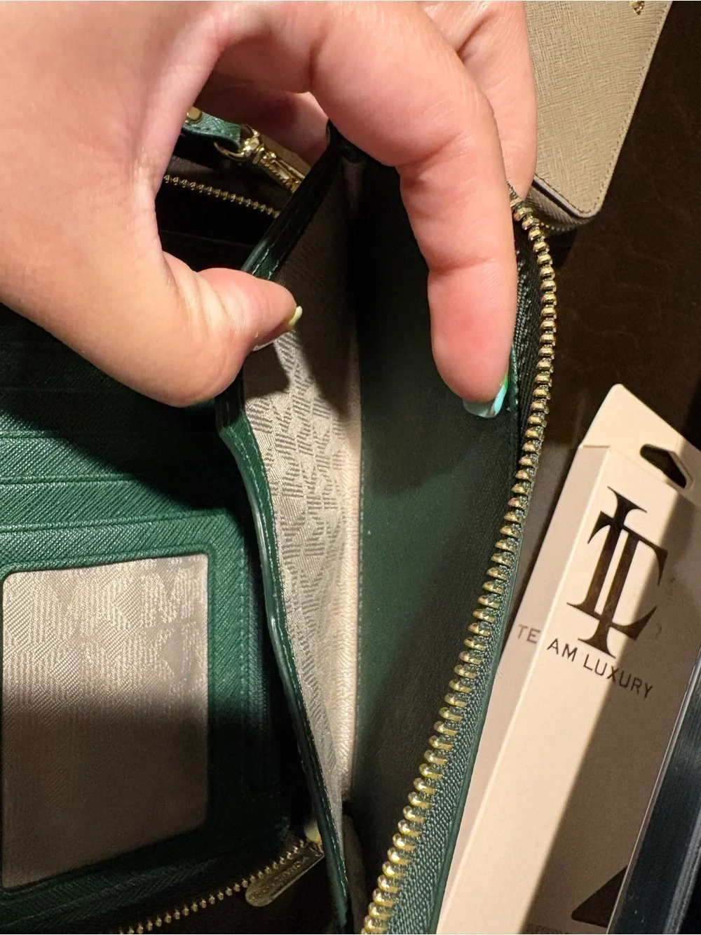 Michael Kors Mint Green Saffiano Wallet with Gold Hardware